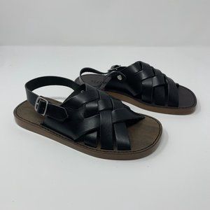 Re/Done 90S Fisherman Slingback Sandals Women's Size 6 Worn Black‎ Leather S0429